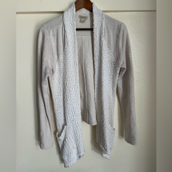 Lucky Brand L Cream White Drifter Asymmetrical Wrap Cardigan Sweater - Picture 2 of 7